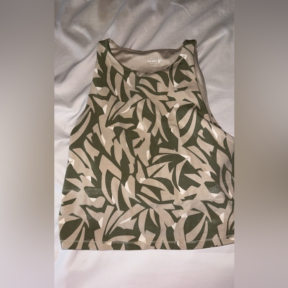 Old Navy Women's Green and Tan Patterned Tank Top - Picture 1 of 1